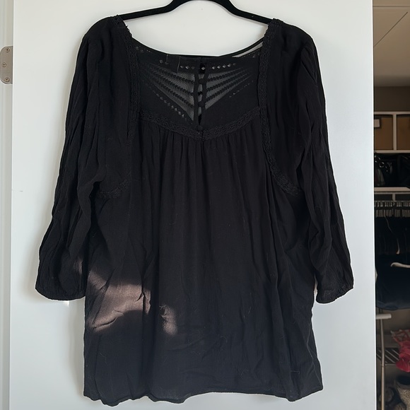 Gauze Embroidered & Crochet Trim Torrid Blouse - Picture 8 of 11